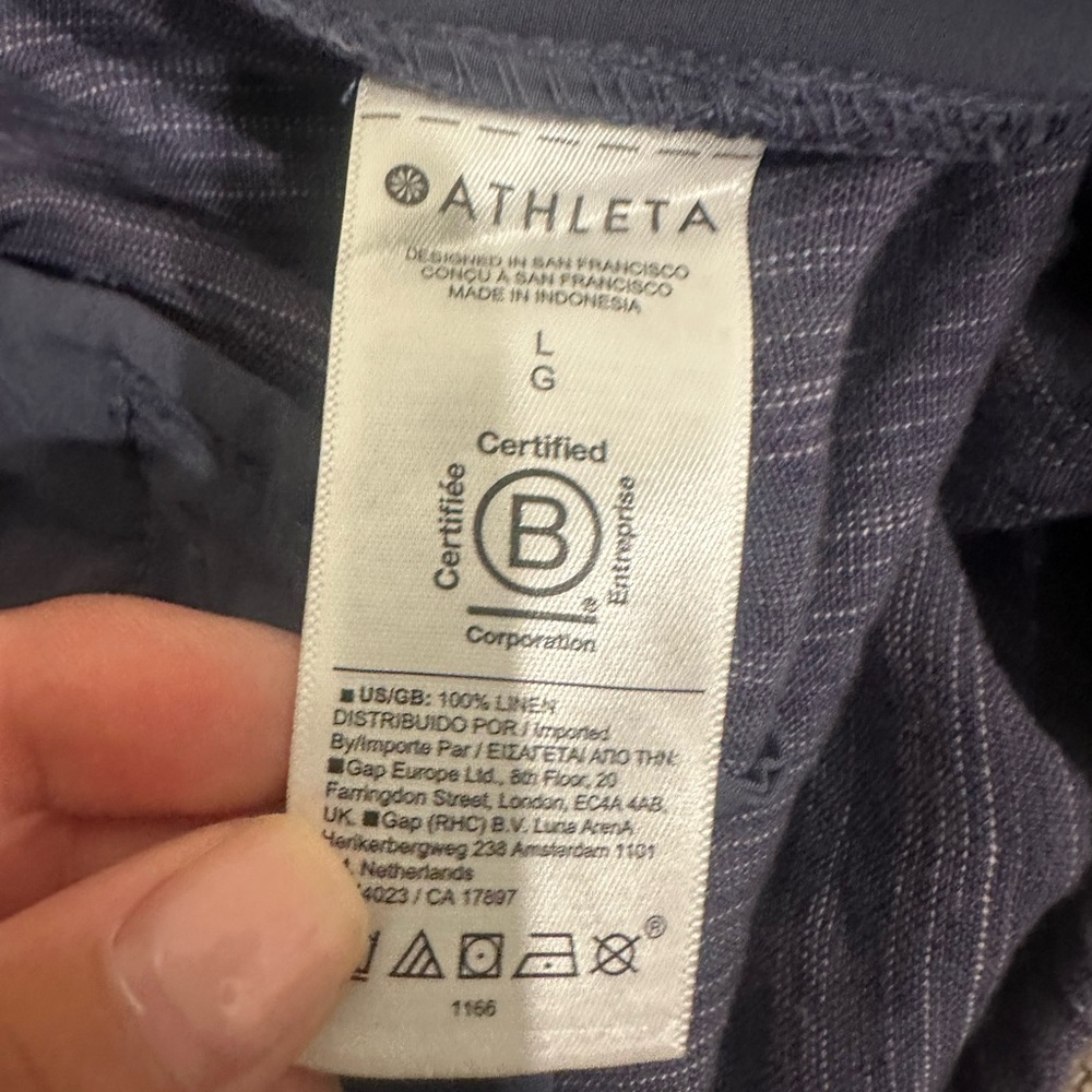 Athleta Women’s Blue Retreat Drawstring Linen Pants Size Large - Picture 8 of 9